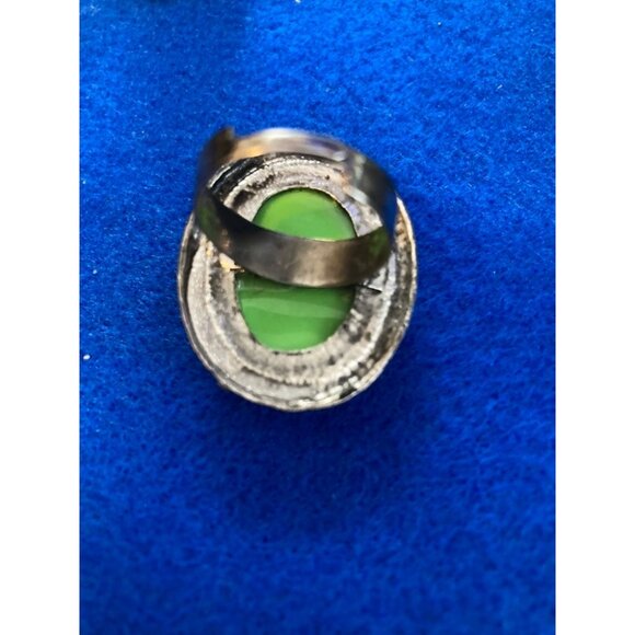 Green Copper Turquoise Ring with Adjustable Silver Band - Picture 5 of 7